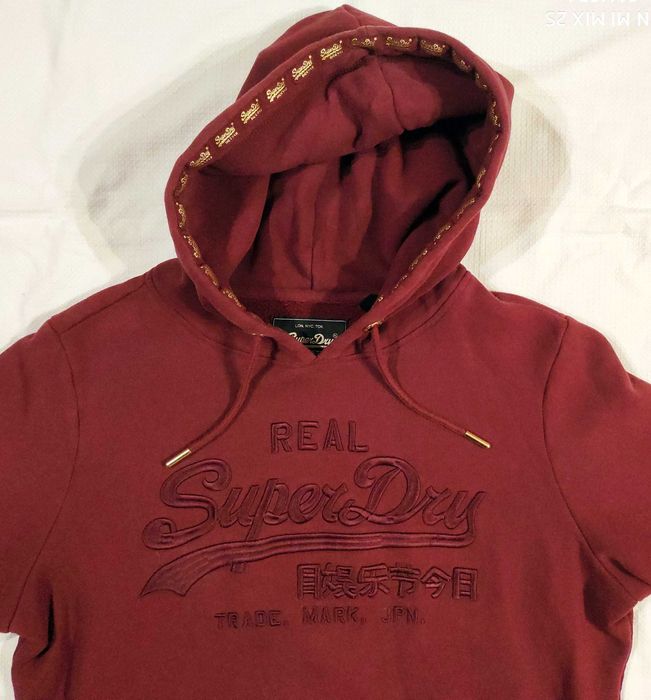 bluza # SUPERDRY Vintage Logo Premium Kaptur Solidna Ciepła LUX # L