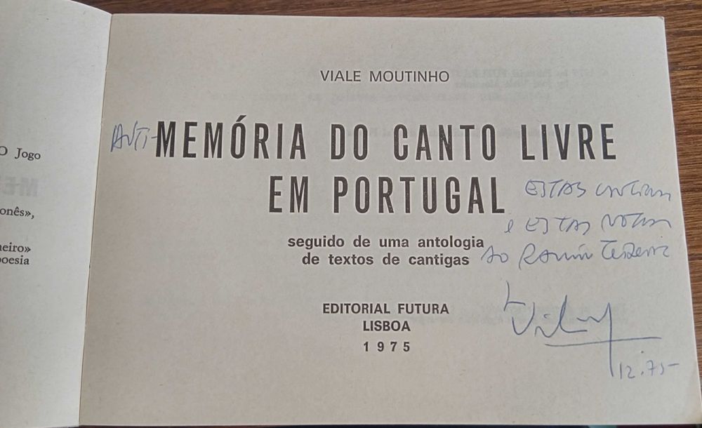 José Viale Moutinho	- - -		Memória do Canto Livre em Portugal	- 	Livro