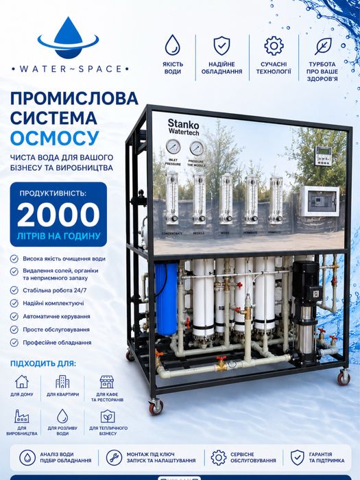 Обратный осмос 2 м3 в час + монтаж “под ключ”