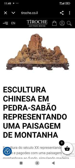 Escultura Pedra Sabão Aldeia Chinesa Séc XIX CHINA 25 cm