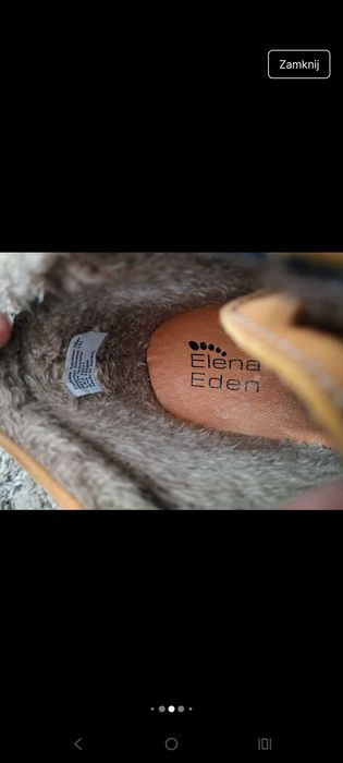 Musztardowe ocieplane trampki skórzane Elena Eden 38 wkł 25 cm botki