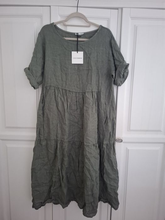 Sukienka khaki lniana