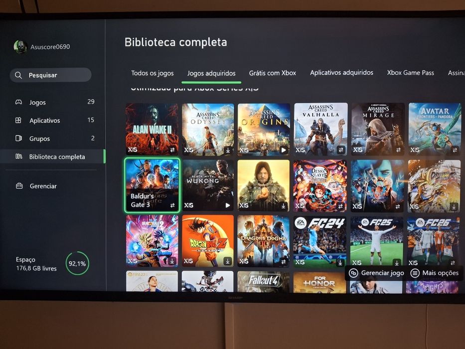 Xbox Series S + 73 Jogos (Baldur’s Gate 3, FC 26, Wukong) + Comando