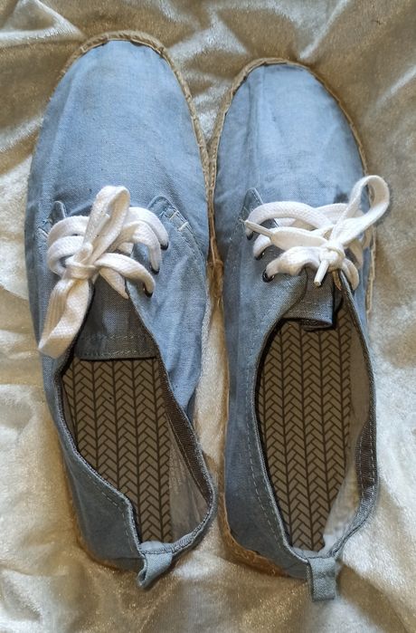 NOWE niebieskie sznurowane płócienne espadryle tenisówki H&M, rozm. 44 / 28 cm