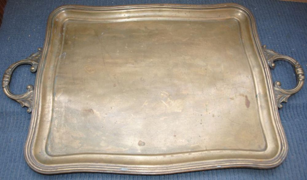 Поднос Норблин. Антикв сервіровочний великий латунний остаточне посріб