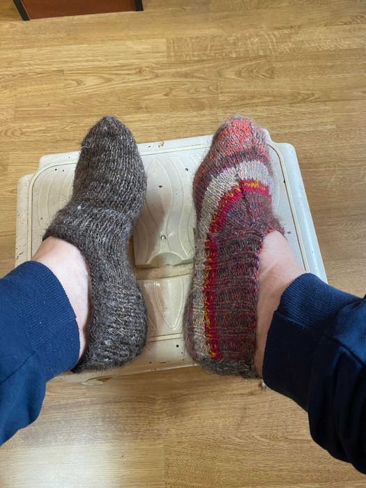 Носки ,следочки из козьего пуха+шерсть шпанки ручной работы -НОВЫЕ