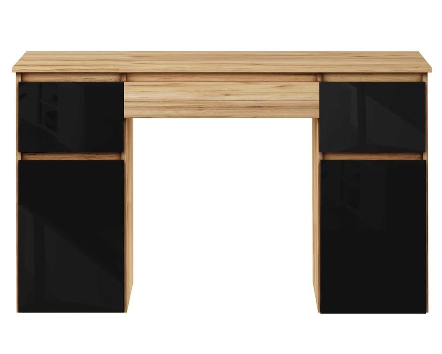 Nowe biurko z szufladami dąb złoty  z czarnym połyskiem