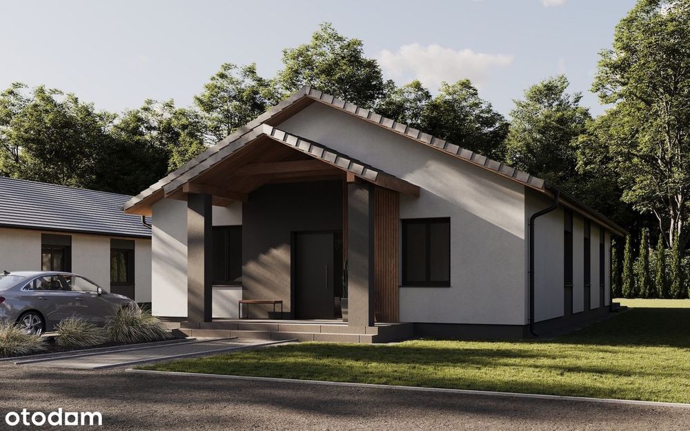 Parterowy dom dla wymagających - przeszklenia, duuży taras, 3 sypianie