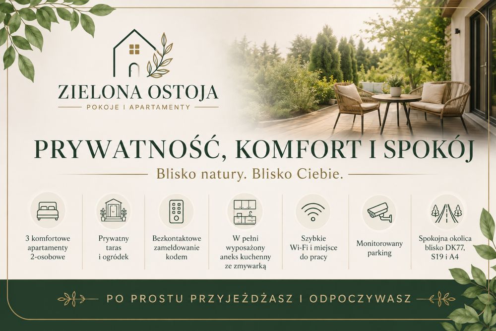 Apartament 2-os. z prywatnym tarasem i ogródkiem | Leżajsk