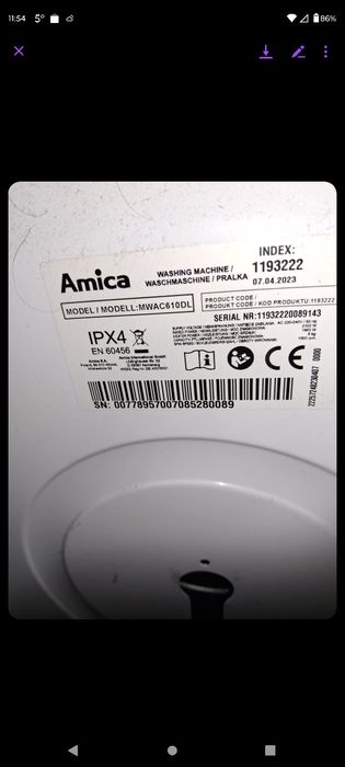 Fartuch do pralki Amica