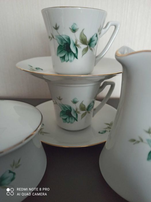 Filiżanki, cukiernica, mlecznik, stara porcelana Wałbrzych