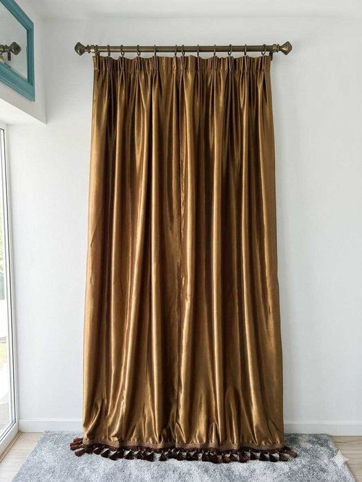 Комплект штор (2 шт) та тюль з вишивкою + стельовий карниз