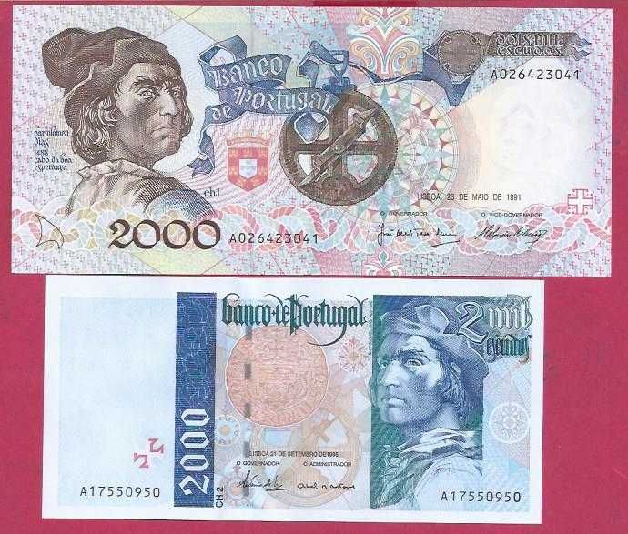 NOTAS REPUBLICA 2 Notas de 2.000 escudos diferentes