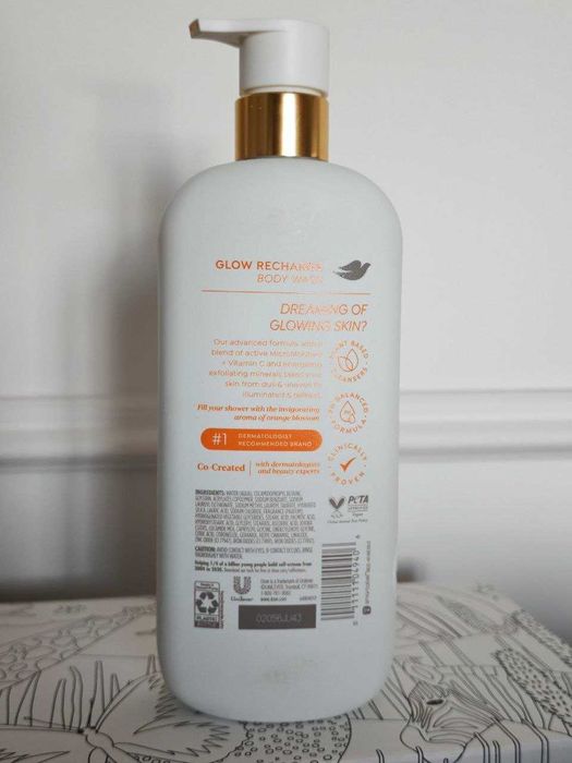 Dove, Glow Recharge, żel do mycia ciała, kwiat pomarańczy, 547 ml
