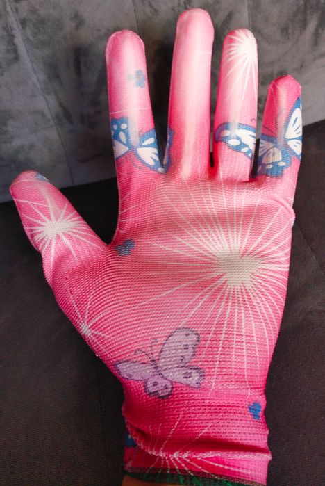 Rękawice robocze M-Glove Flowers Pink r. 8 rękawice ogrodowe motylki