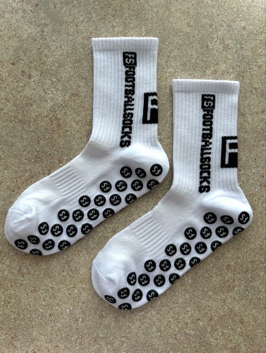 Skarpety antypoślizgowe piłkarskie białe Football Socks