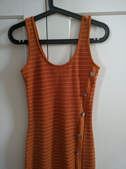 Sukienka midi Atmosphere 36/S obcisła musztardowy tuba