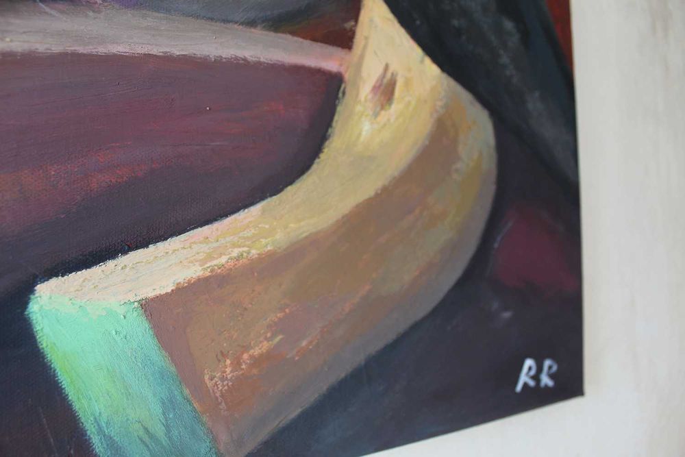 Obraz abstrakcja na płótnie, malowany przez Artystę, certyfikat