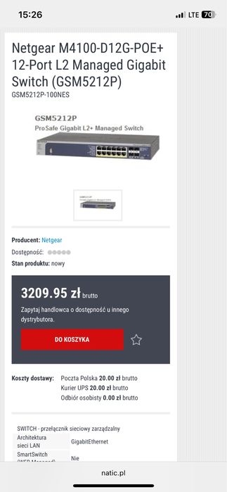 Switch poe NETGEAR GSM5212P-100nes