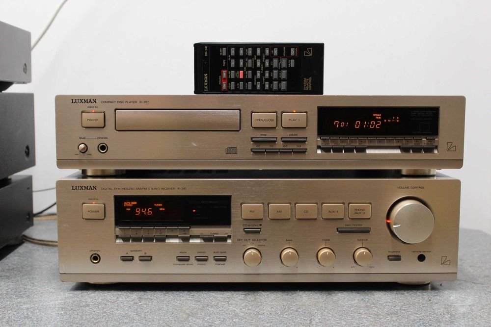 Amplituner Luxman R-341 + Odtwarzacz CD D-351 + Pilot * Zestaw Stereo