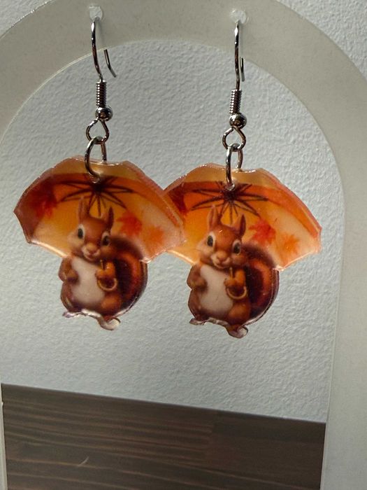 kolczyki akrylowe- wiewiórki