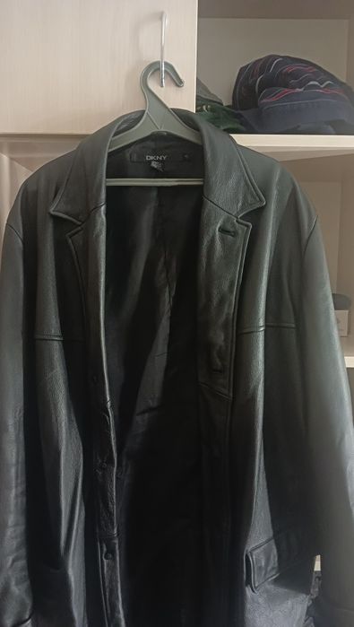 Шкіряний плащ з принтом, панк, метал