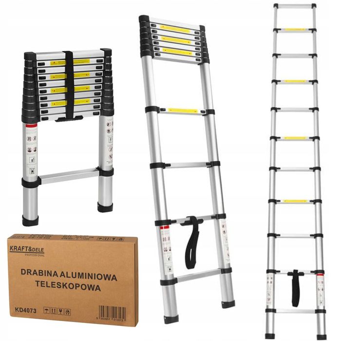Drabina teleskopowa składana 10 stopni aluminiowa 3,2m 150kg MAX