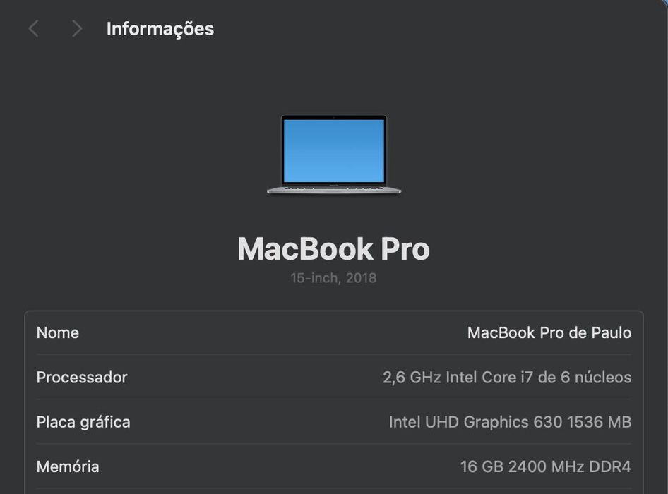 MacBook Pro 15.4&quot; 2018, Intel i7 6-core, 16GB RAM, 512GB SSD, Like New64283957499778122