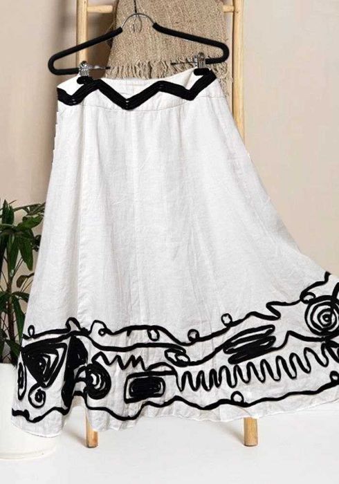 Белая летняя юбка из льна с вышивкой Marks&Spencer, р. XL/2XL