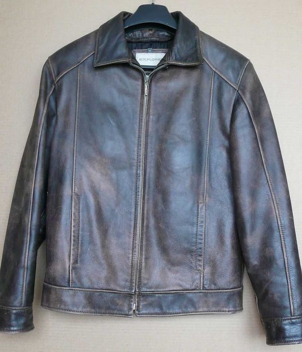 Klasyczna kurtka skórzana (prawdziwa skóra) pilotka biker katana