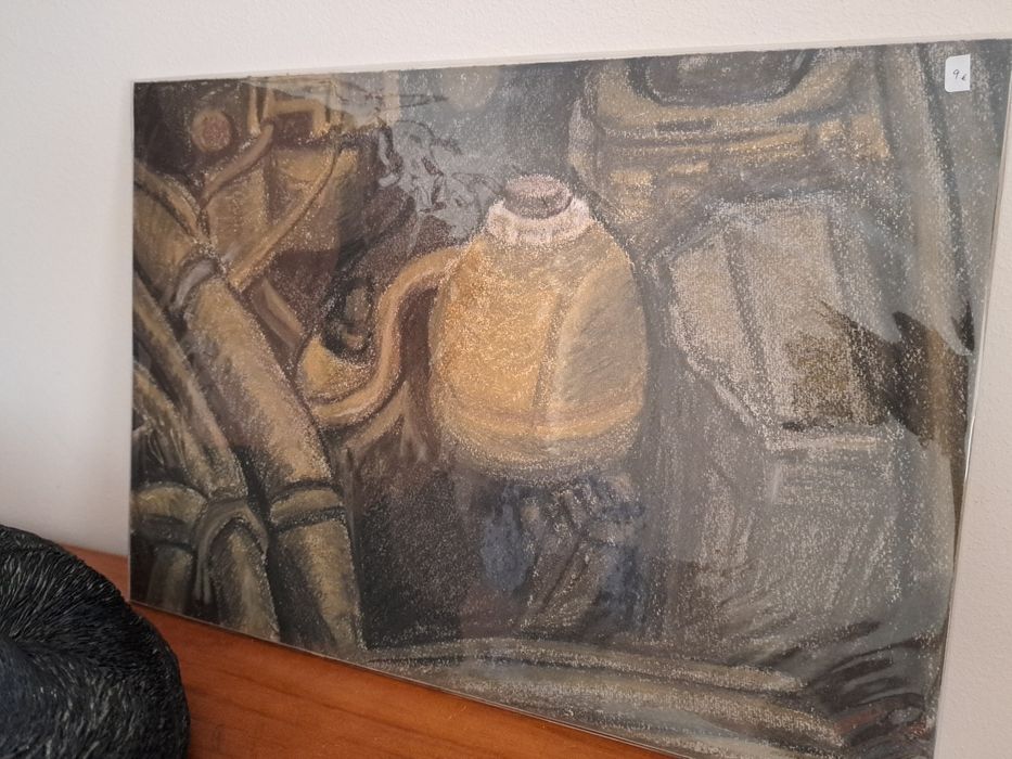 Pintura desenho ilustração original de motor - 42,2 x 29,8 cm - NOVO