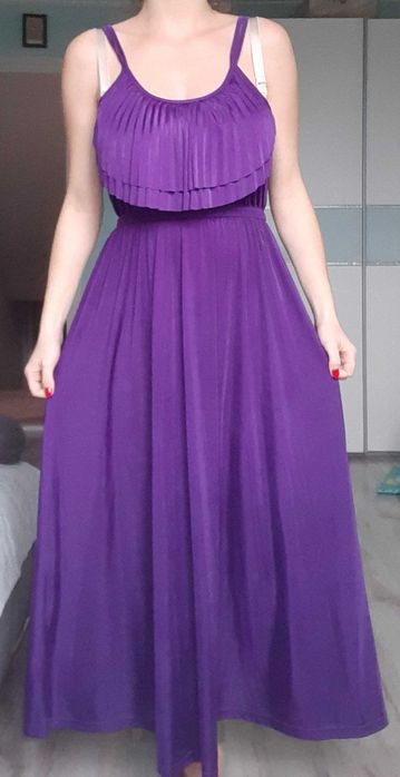 Fioletowa długa letnia sukienka h&m