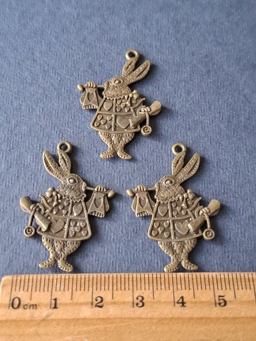 Zawieszki metalowe charms królik 3 szt