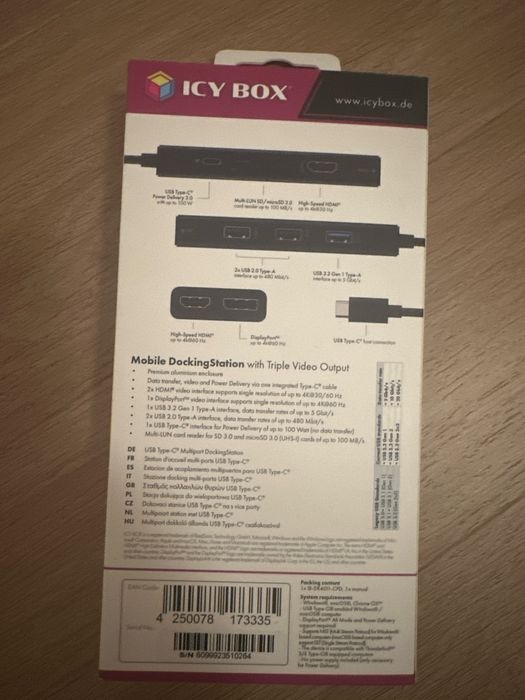 Stacja dokująca icy box triple video output