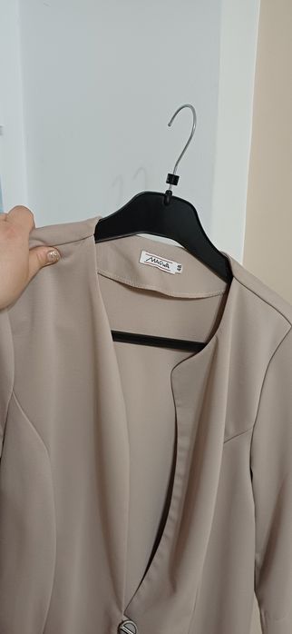 Marynarka żakiet elegancki wizytowy 48 brudny róż beżowy