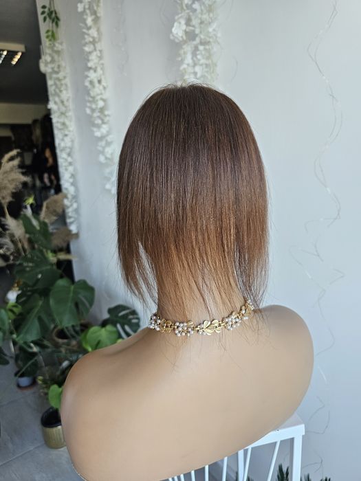 Lekki mini tupet topper z włosów naturalnych Alex brąz mikroskóra