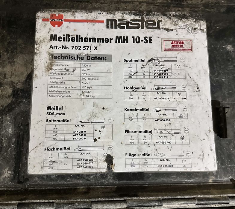 Martelo electrico tamanho grande 3 marca wurth e 2 milwauke
