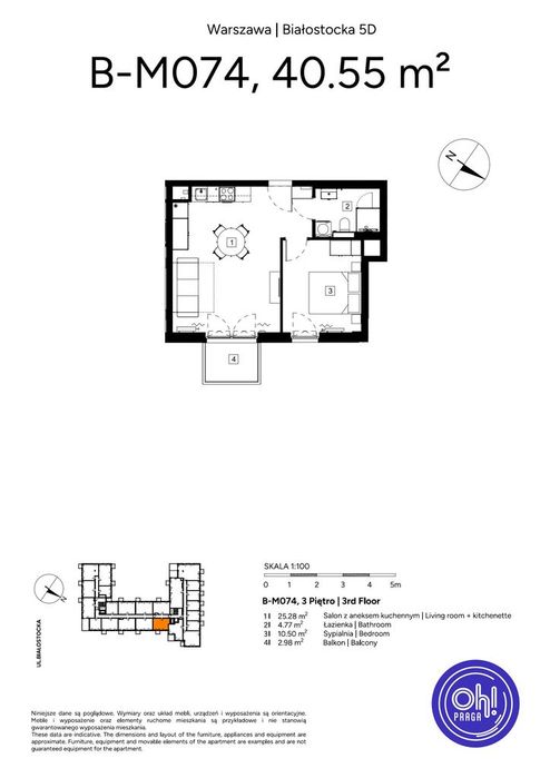 2-pokojowe mieszkanie 40m2 + balkon