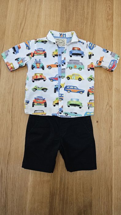 Komplet elegancki chłopięcy koszula Next i spodenki Max&Mia r.92/98