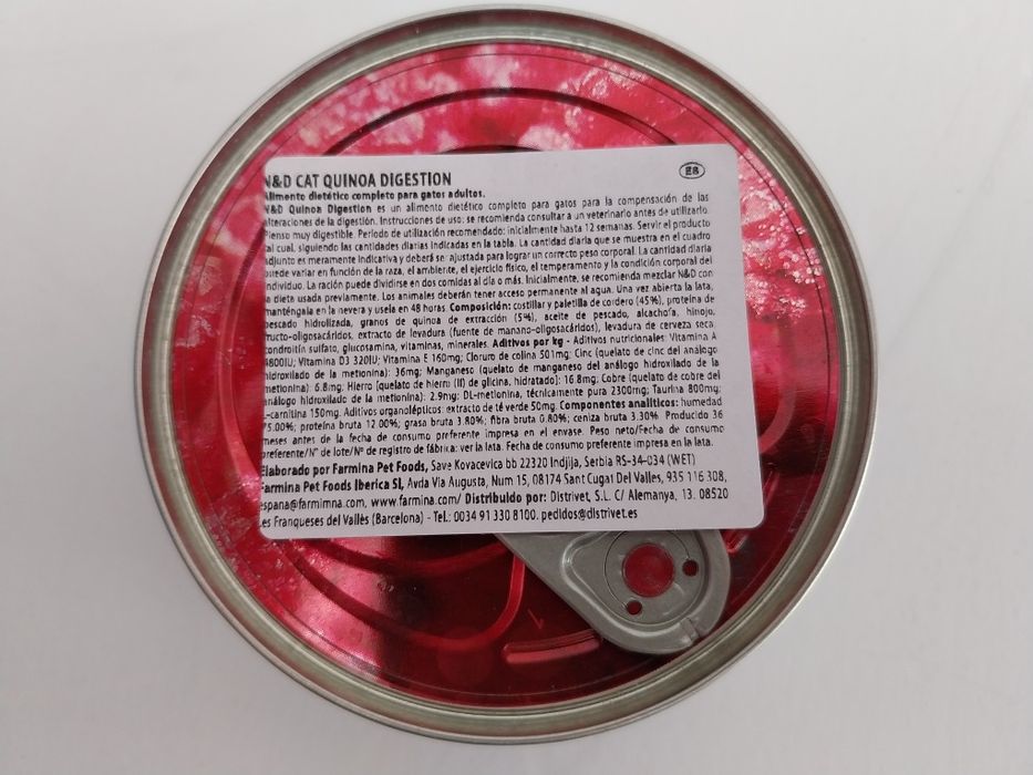 Farmina ND Quinoa Digestion Digestão comida húmida GATO NOVO -48 latas