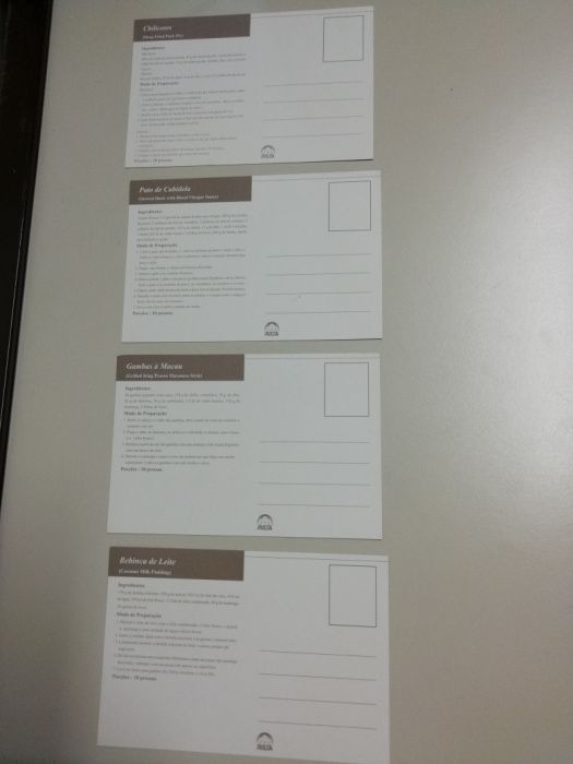 Postais o Sabor e aroma de Macau