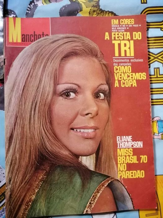 Brasil Tri Campeão - MEXICO 70- grande toalha e revistas Manchete