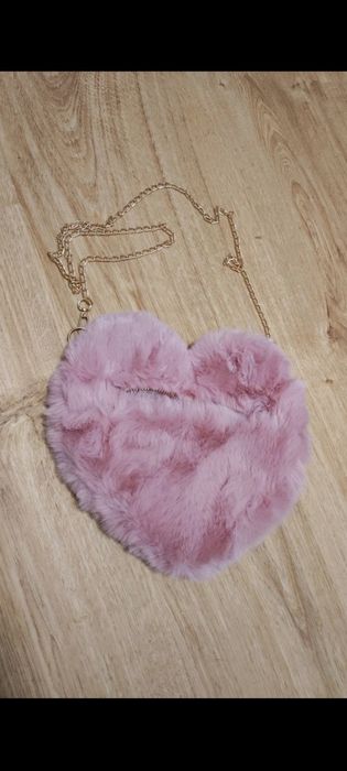 Torba torebka serce miś futerko różowa na łańcuszku nowa włochata