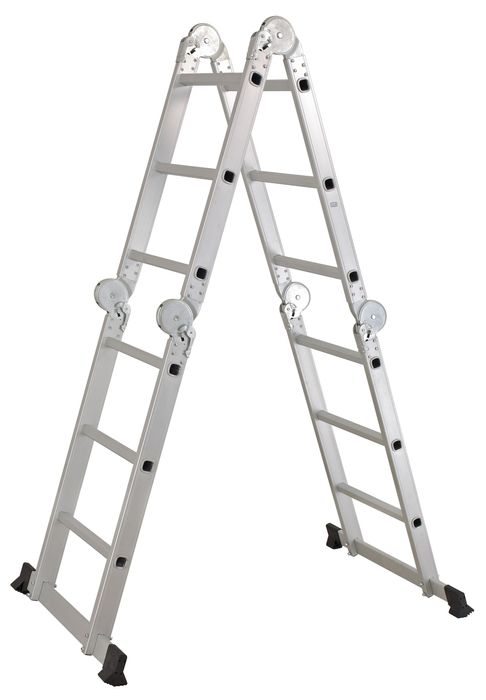 Drabina aluminiowa przegubowa 4x3 + podest do 150 kg