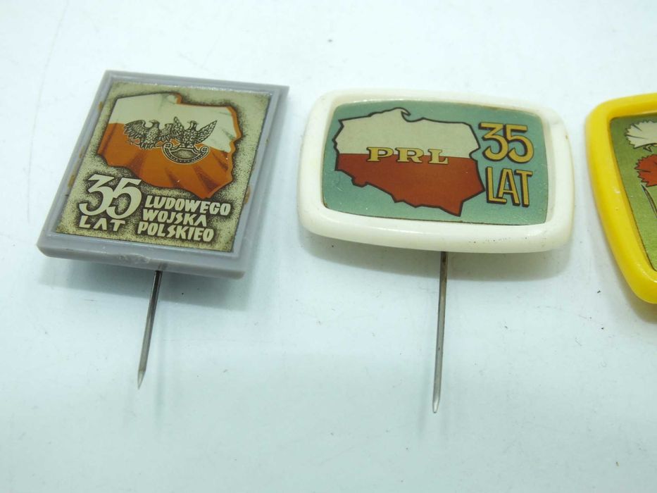 Znaczki wpinki 35 LAT PRL i Wojska Polskiego 3 SZT