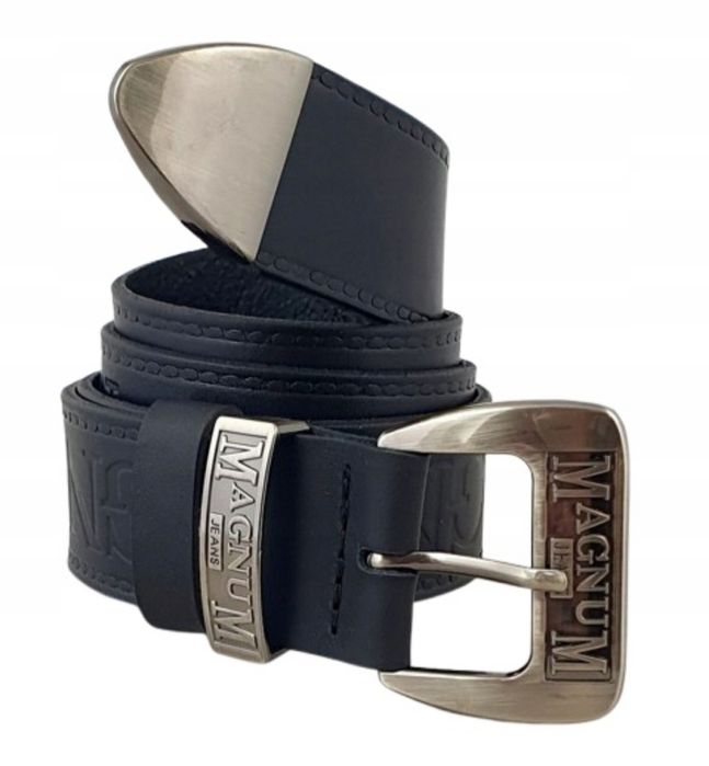 Pasek męski czarny skórzany  do spodni Magnum Jeans