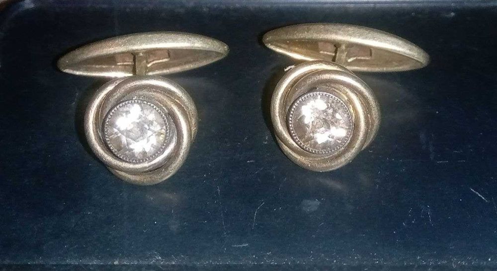 Антикварные советские запонки с горным хрусталём 875 проба со звездой
