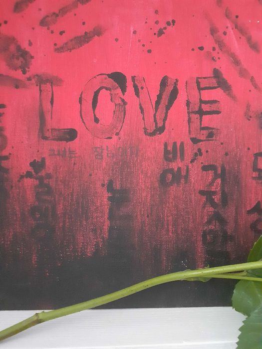 Obraz  na płótnie abstrakcyjny z elementami koreańskiego