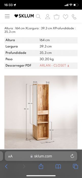 Estante giratória com espelho arlan