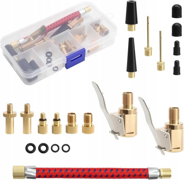 ZESTAW ADAPTERÓW KOŃCÓWEK do pompki do kół/opon do piłek 21SZT